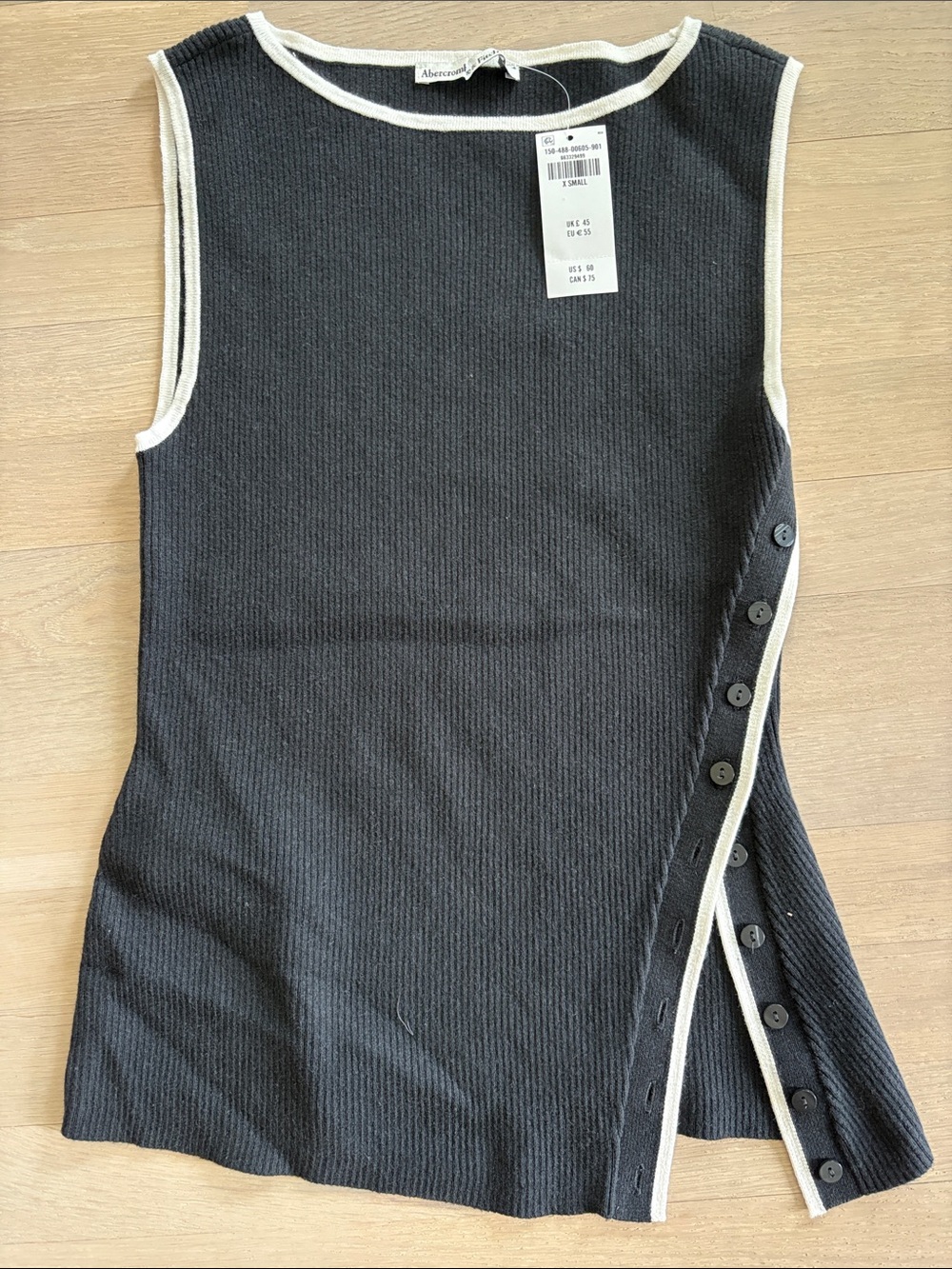 Abercrombie & Fitch Black Top with White Trim